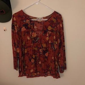 Floral 3/4 sleeve shirt